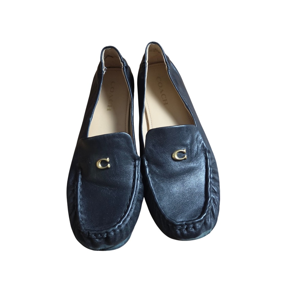Coach Ronnie Driver Loafers Gold C Logo Womens 10 B Leather CP918 Smart Casual